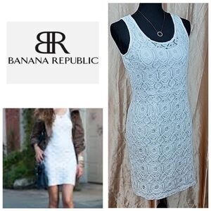 Banana Republic White Flower Lace Sheath Dress